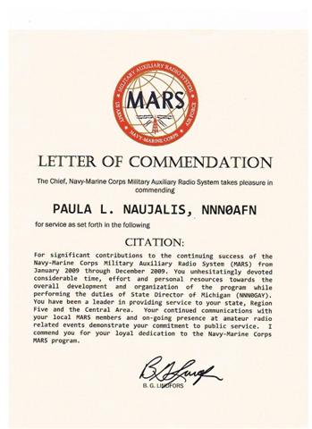Commendation for Paula Naujalis