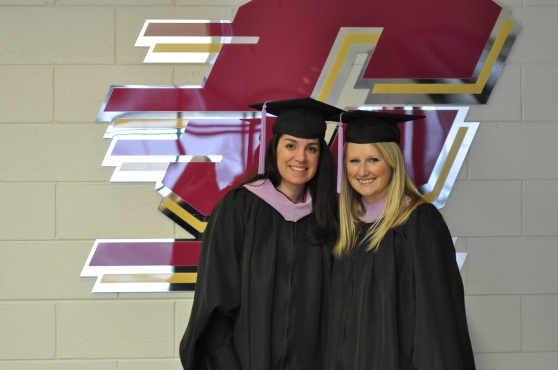  Jessica Berens and Christine Davis now have master's degrees in science administration.